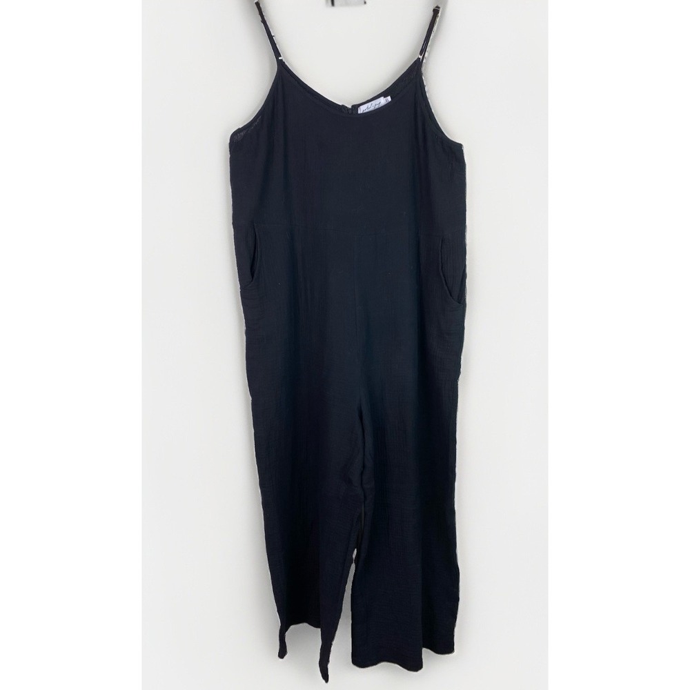 Petal + Pup Women's XL Black Gauzy Cotton Sleeveless Jumpsuit